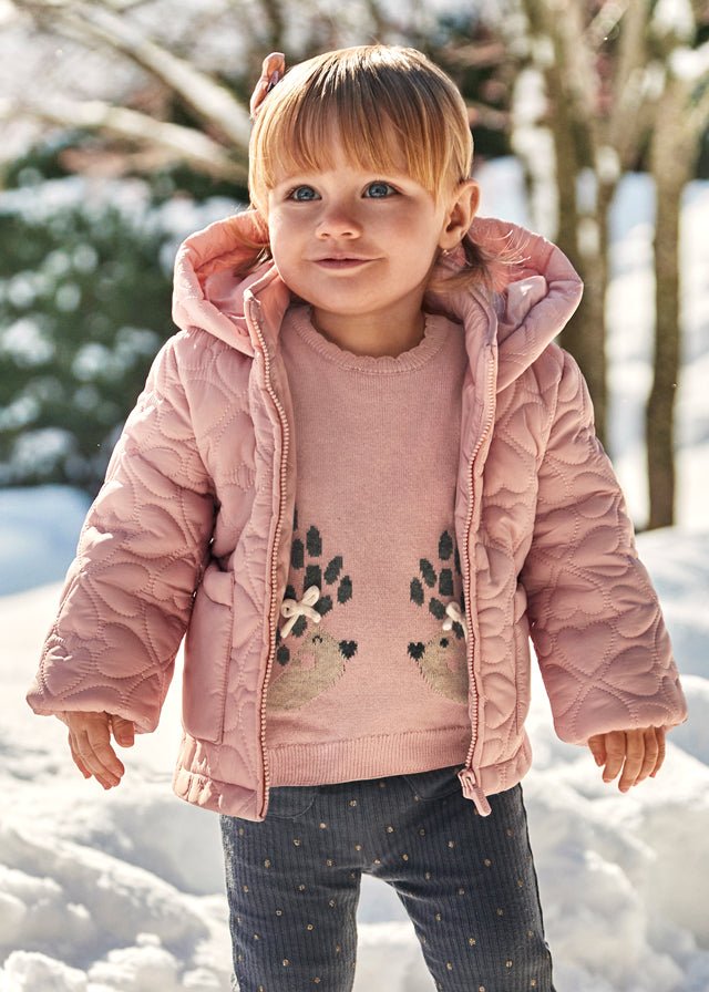 Baby Girl Pink Quilted Heart Padded Coat