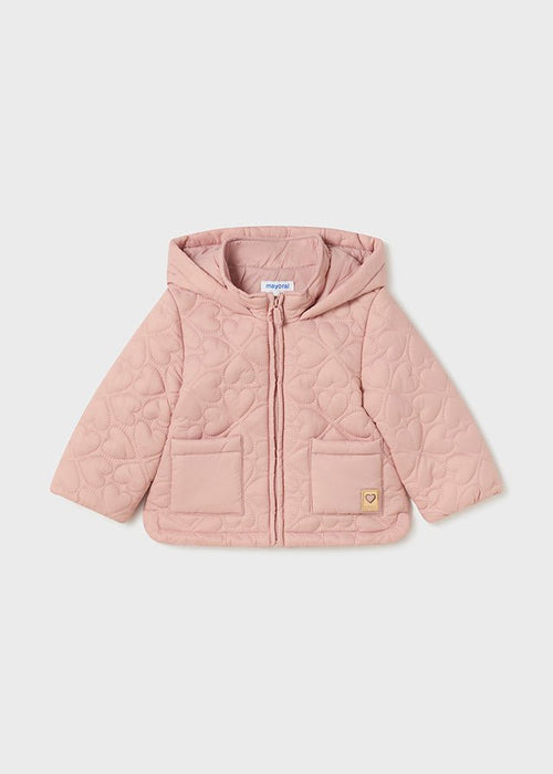 Baby Girl Pink Quilted Heart Padded Coat