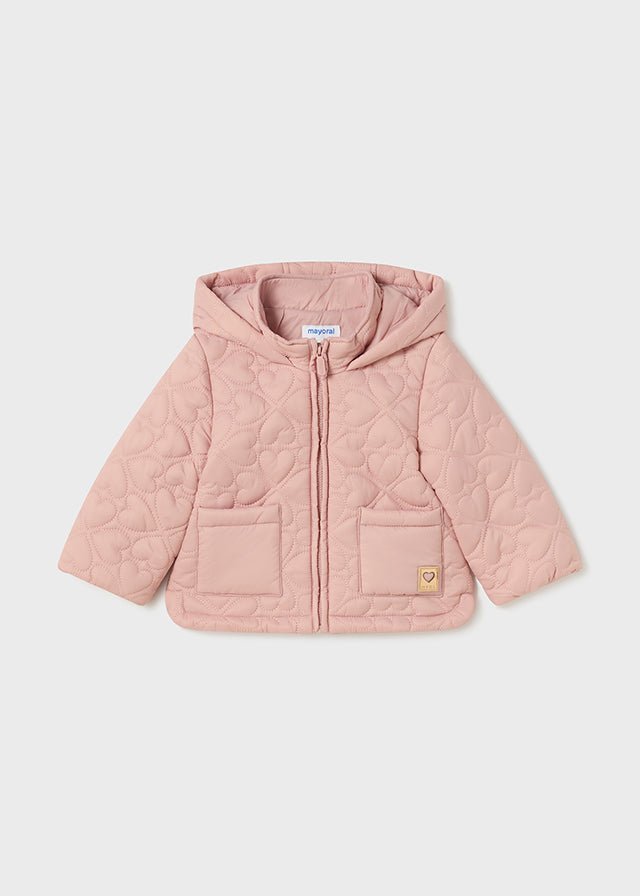 Baby Girl Pink Quilted Heart Padded Coat
