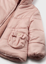 Baby Girl Pink Reversible Coat with Faux Fur Lining