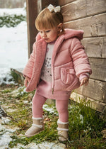 Baby Girl Pink Reversible Coat with Faux Fur Lining