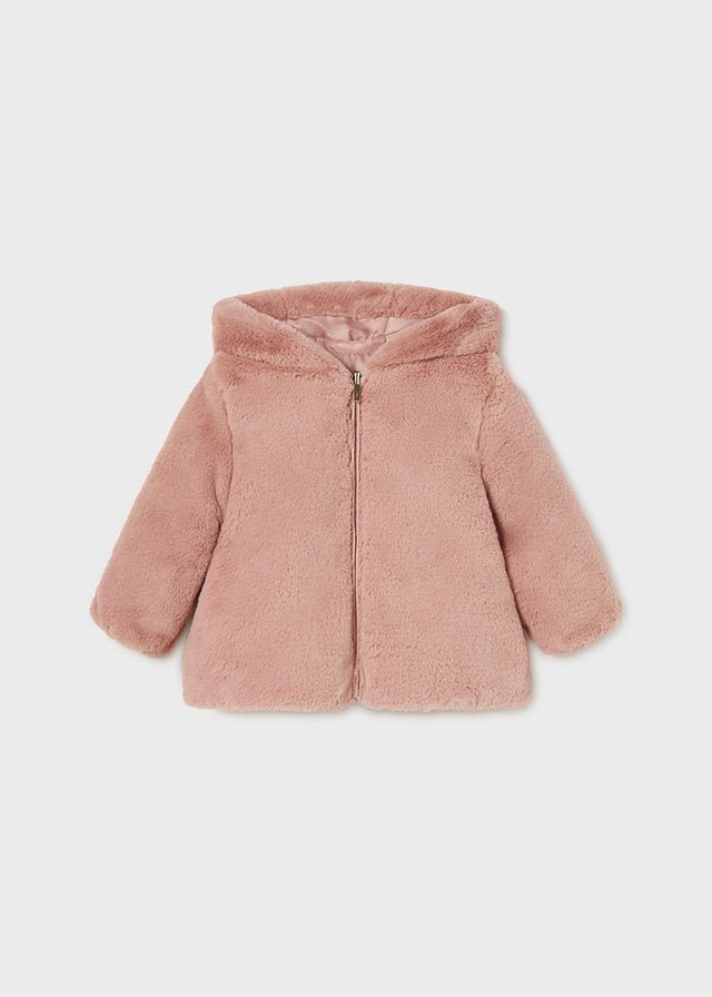Baby Girl Pink Reversible Coat with Faux Fur Lining