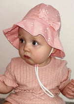 Baby Girl Pink Stars Sun Hat with Bow