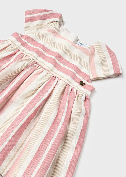 Baby Girl Pink Striped Cotton & Linen Dress