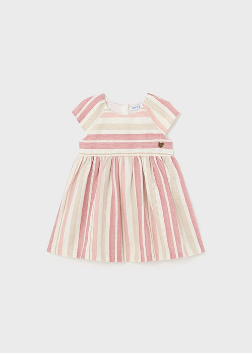 Baby Girl Pink Striped Cotton & Linen Dress