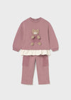 Baby Girl Pink Teddy Pocket Tracksuit