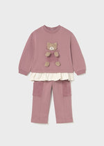 Baby Girl Pink Teddy Pocket Tracksuit
