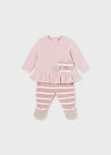 Baby Girl Pink Top & Striped Leggings Set (Mayoral)