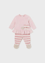 Baby Girl Pink Top & Striped Leggings Set (Mayoral)