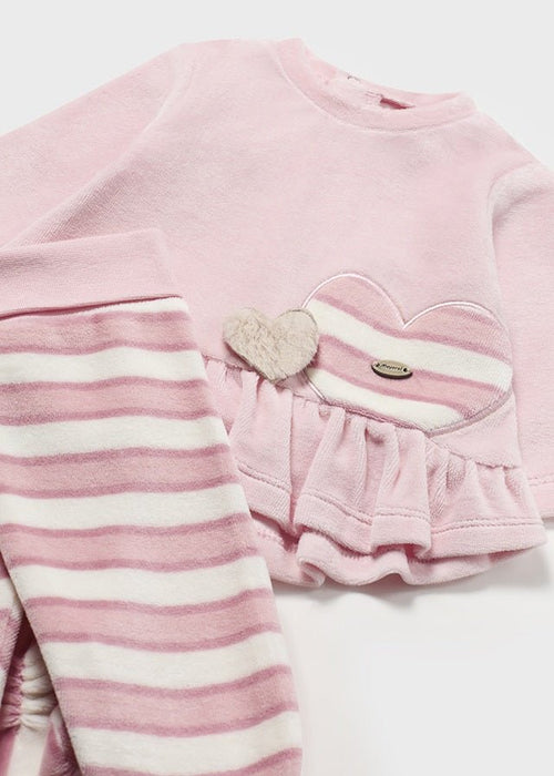 Baby Girl Pink Top & Striped Leggings Set (Mayoral)