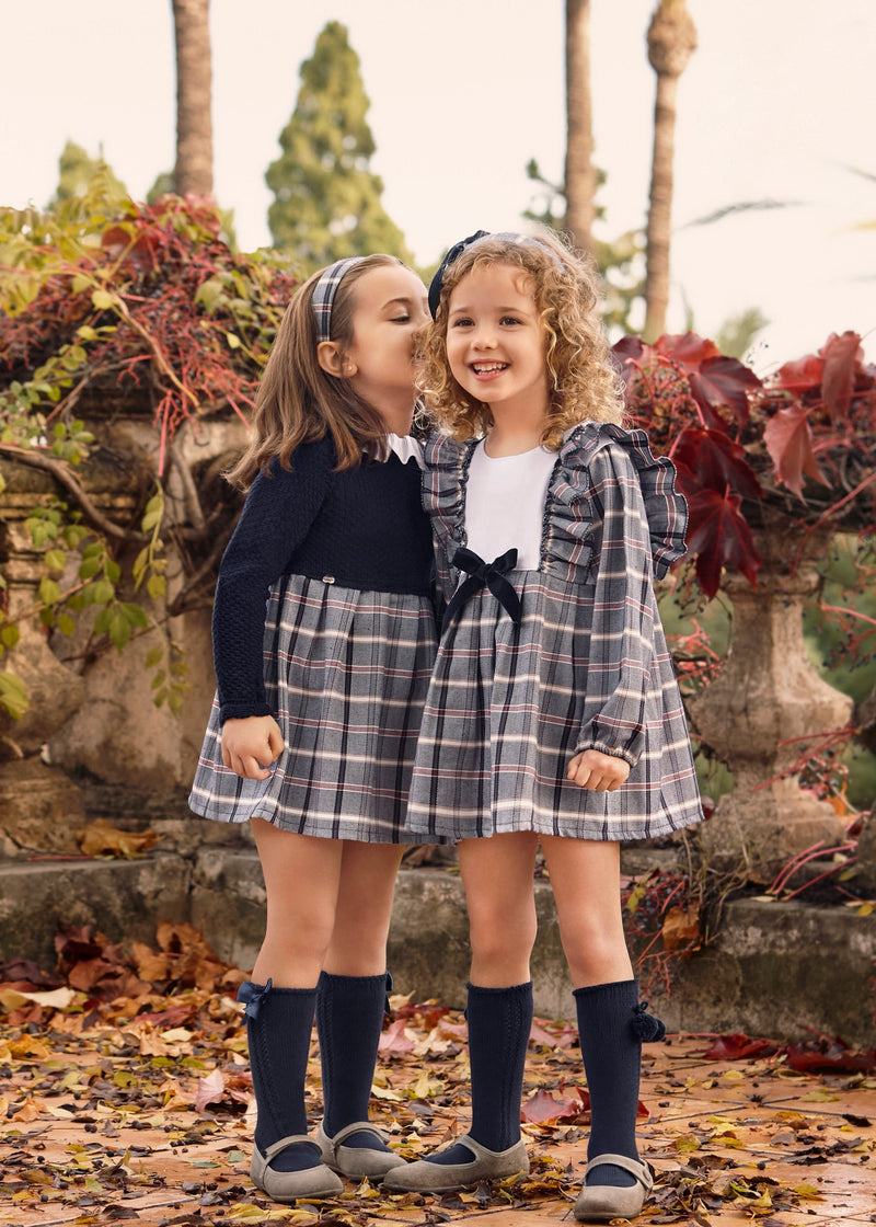 Baby Girl Plaid Dress With Velvet Bow