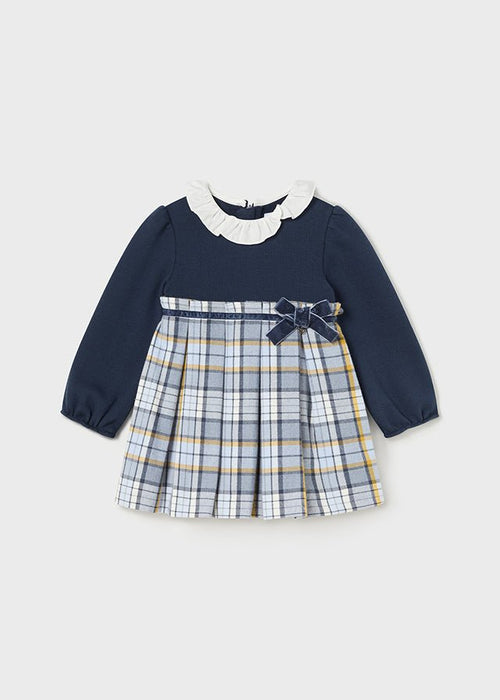 Baby Girl Plaid Navy Dress with Ruffled Collar (Mayoral)