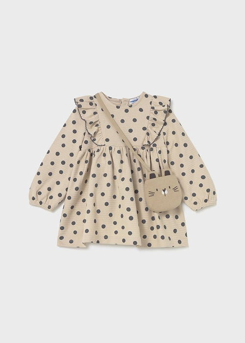 Baby Girl Polka Dot Dress & Cat Bag Set