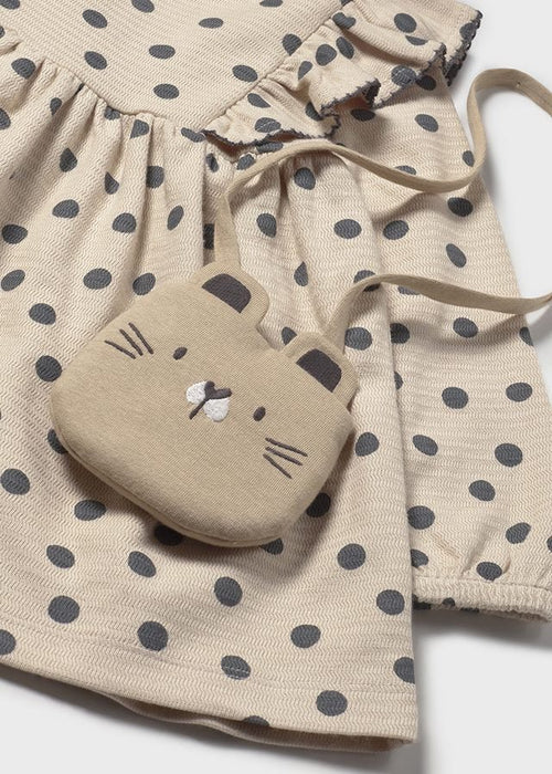 Baby Girl Polka Dot Dress & Cat Bag Set