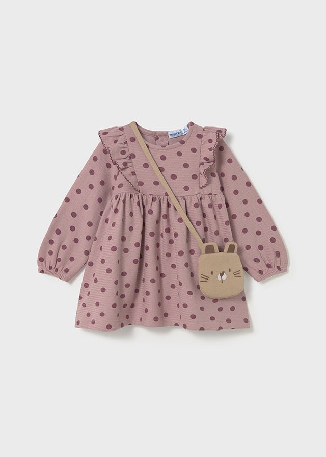 Baby Girl Polka Dot Dress With Bunny Bag