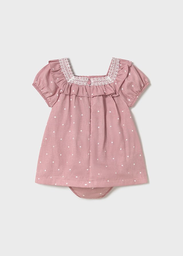 Baby Girl Polka Dot Dress with Lace Trim