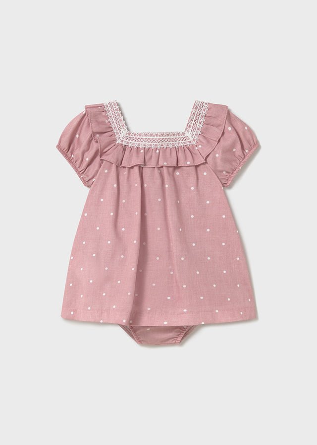 Baby Girl Polka Dot Dress with Lace Trim