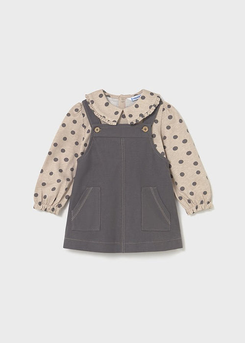 Baby Girl Polka Dot Dungaree Skirt Set