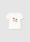 Baby Girl Puff Sleeve T-Shirt with Ballerina Print