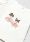 Baby Girl Puff Sleeve T-Shirt with Ballerina Print