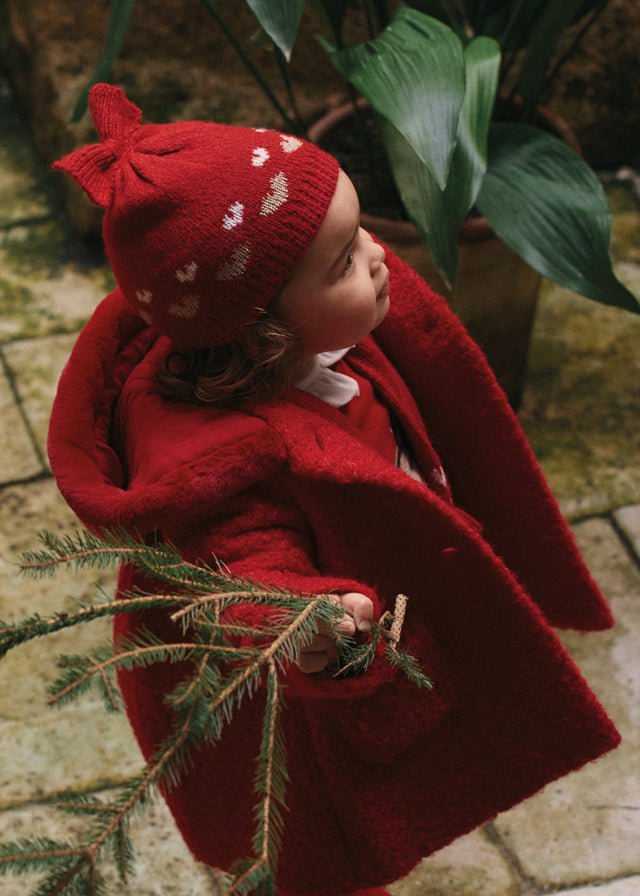 Baby Girl Red Bouclé Coat (mayoral)