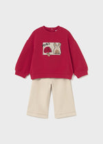 Baby Girl Red Bunny Sweatshirt & Trousers Set