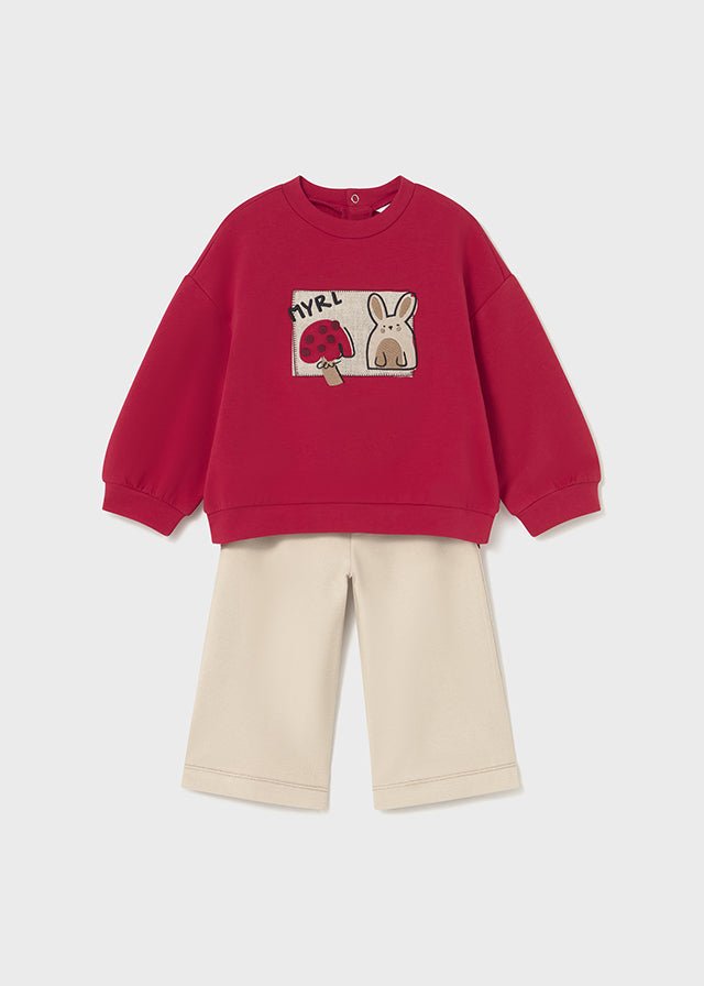 Baby Girl Red Bunny Sweatshirt & Trousers Set