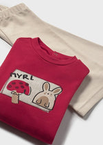 Baby Girl Red Bunny Sweatshirt & Trousers Set