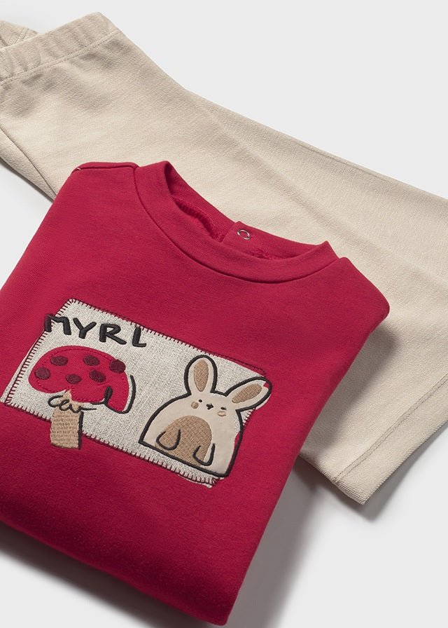 Baby Girl Red Bunny Sweatshirt & Trousers Set