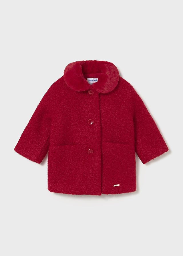 Baby Girl Red Faux Shearling Coat