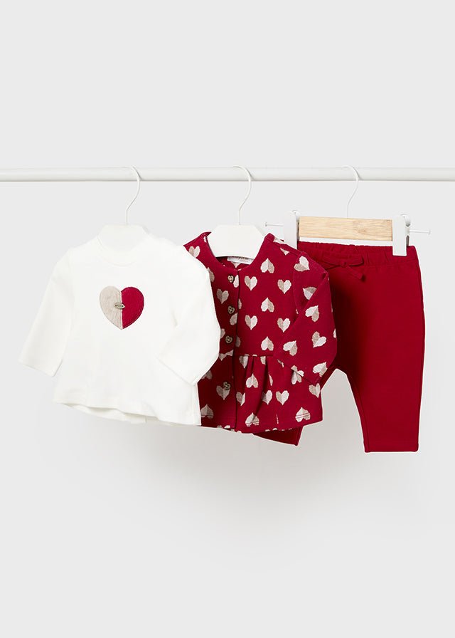 Baby Girl Red Heart 3 - Piece Leggings Set (Mayoral)