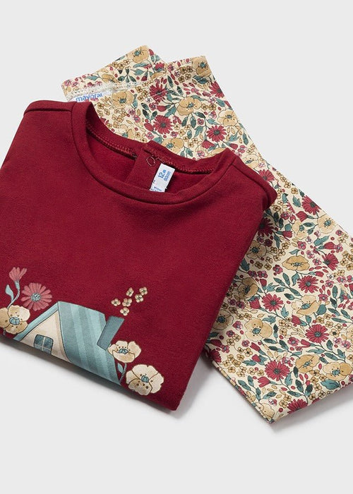 Baby Girl Red Top & Floral Leggings Set (Mayoral)