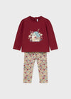 Baby Girl Red Top & Floral Leggings Set (Mayoral)