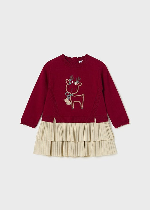 Baby Girl Reindeer Dress with Pleated Skirt (Mayoral)