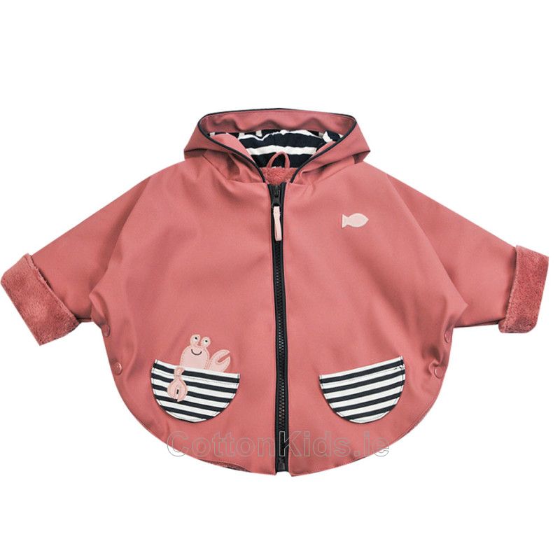 Baby Girl Rose Vintage Waterproof Fleece - Lined Raincoat