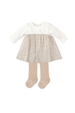 Baby Girl Sand Bear Dress with Tights (Tutto Piccolo)