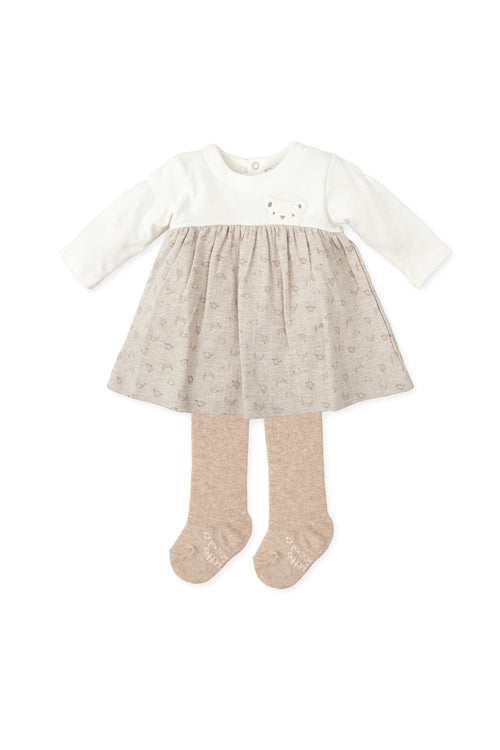 Baby Girl Sand Bear Dress with Tights (Tutto Piccolo)