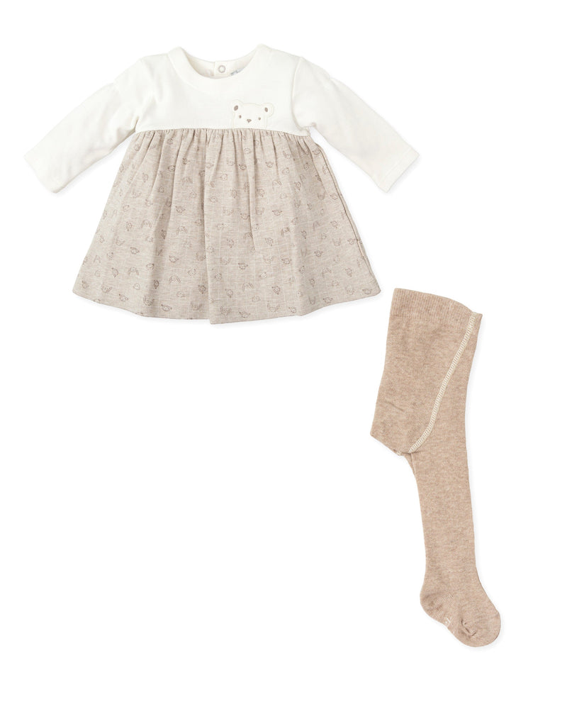 Baby Girl Sand Bear Dress with Tights (Tutto Piccolo)