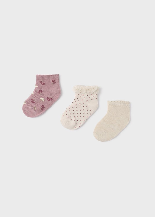 Baby Girl Set of 3 Socks - Floral & Polka Dot (Mayoral)