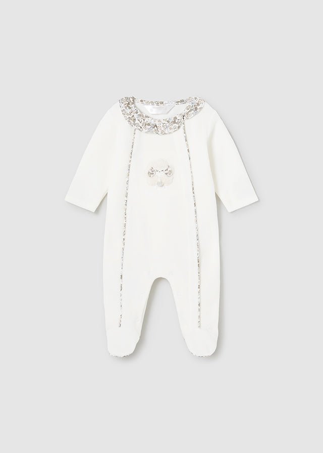 Baby Girl Sheep Print Velour Babygrow (Mayoral)