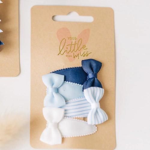 Baby Girl Snap Clips With Bow - Marine Stripes (3cm) (Your Little Miss) - CottonKids.ie - Hair accessories - Girl - Hair Accessories - Your Little Miss