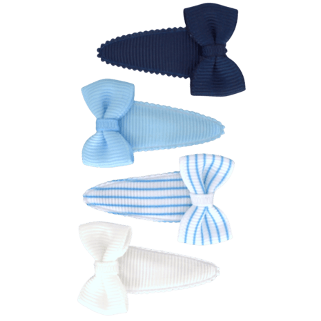 Baby Girl Snap Clips With Bow - Marine Stripes (3cm) (Your Little Miss) - CottonKids.ie - Hair accessories - Girl - Hair Accessories - Your Little Miss