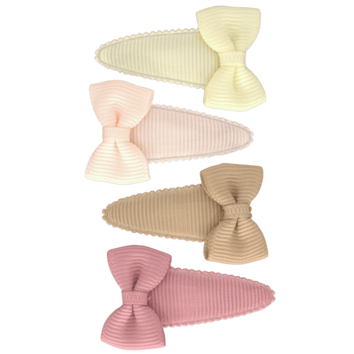 Baby Girl Snap Clips With Bow - Soft Tones (3cm) (Your Little Miss) - CottonKids.ie - Hair accessories - Girl - Hair Accessories - Your Little Miss