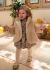 Baby Girl Soft Beige Fur Coat With Bow