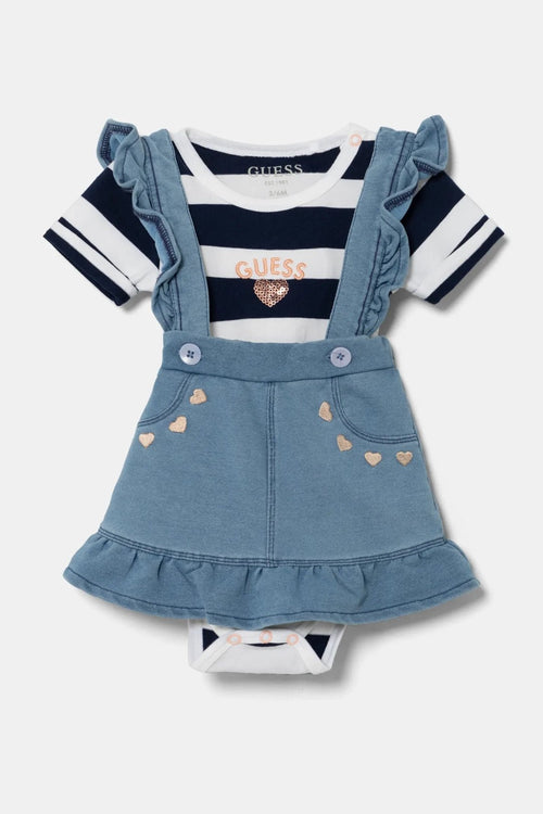 Baby Girl Striped Bodysuit & Denim Skirtall Set