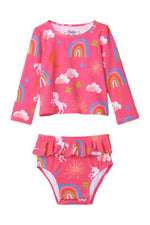 Baby Girl Unicorns & Rainbows Rashguard Set