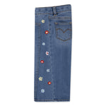 Baby Girl White Top & Floral Denim Trousers Set