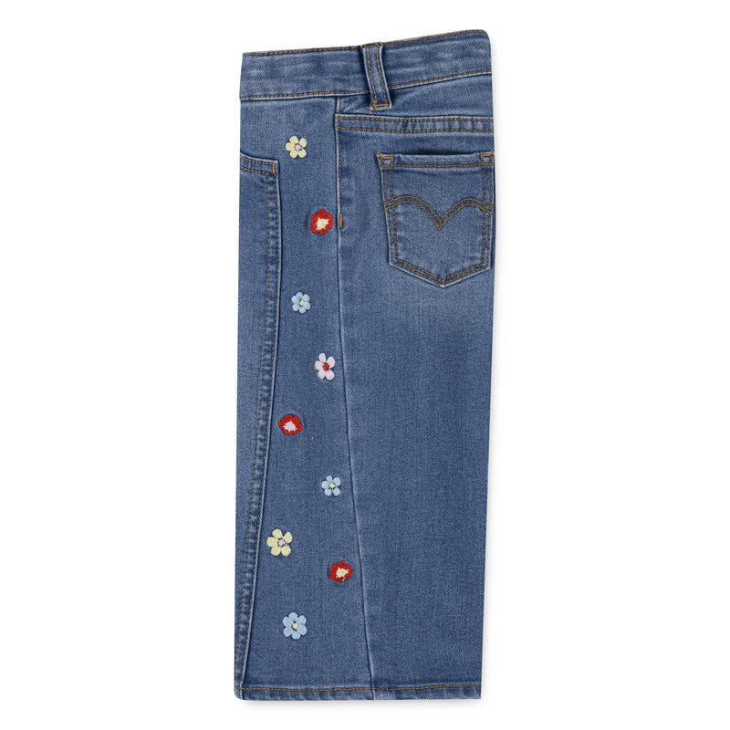 Baby Girl White Top & Floral Denim Trousers Set