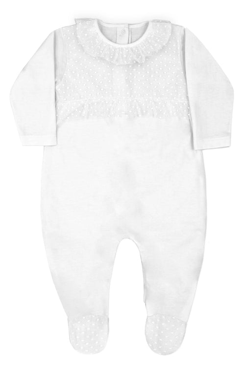 Baby Girl White Tulle Dressy Babygrow (Rapife) - CottonKids.ie - 0-1 month - 1-2 month - 3 month