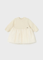 Baby Girls Beige & Gold Dot Tulle Dress Set (mayoral)